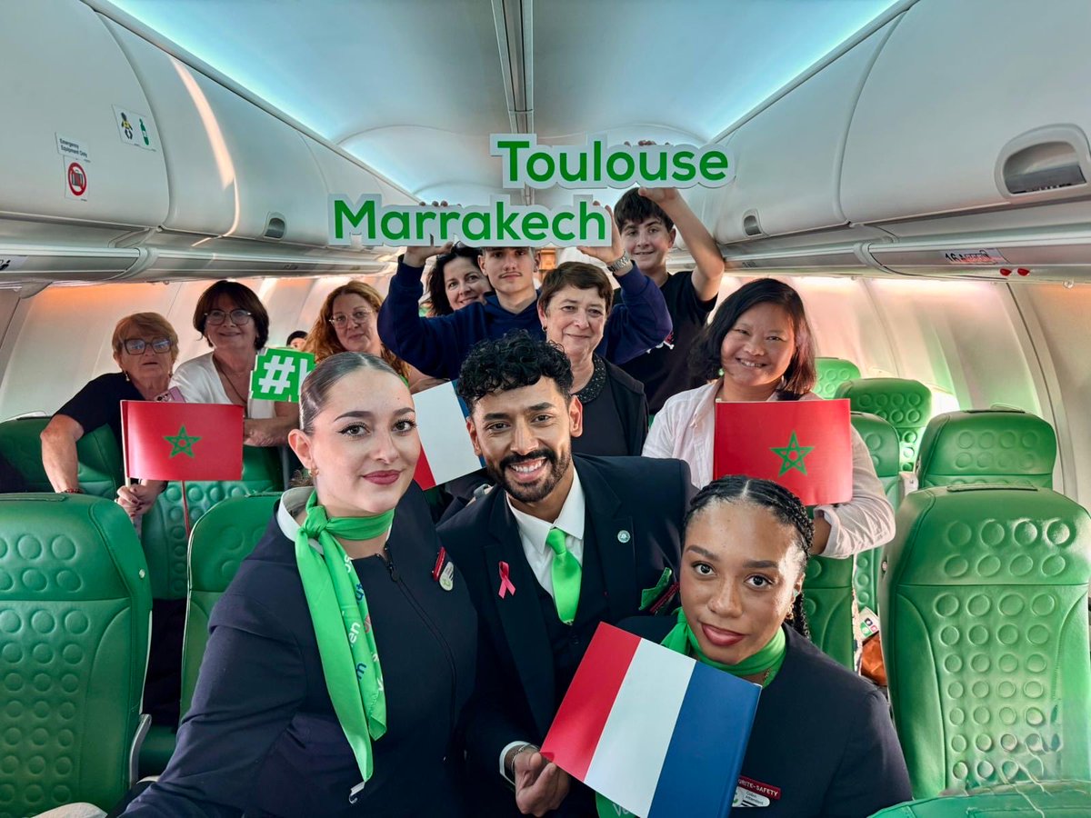 transaviaFR's tweet image. On s’envole avec l’accent chantant direction le Maroc 💕🌴
 
Toulouse ✈️ Marrakech 
 
Merci à l’équipage pour cette inauguration !