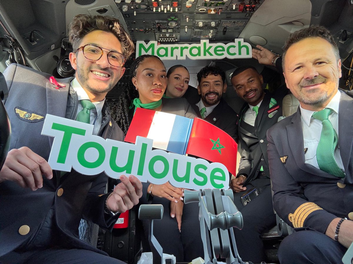 transaviaFR's tweet image. On s’envole avec l’accent chantant direction le Maroc 💕🌴
 
Toulouse ✈️ Marrakech 
 
Merci à l’équipage pour cette inauguration !