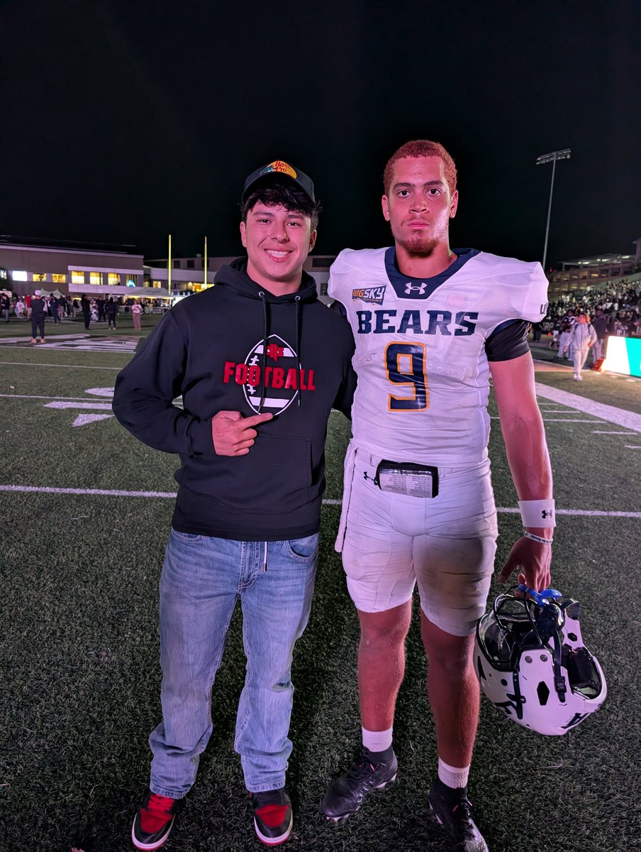 Still fired up from the Sac State vs Northern Colorado game last night 🔥 Met <a href="/UNC_BearsFB/">Northern Colorado Football</a>'s QB after and we both reppin’ that #9 energy 💪🏽 Iron sharpens iron 😤 Big inspiration and big things coming! 🏈🚀 #QB9 #NextUp #StayHungry 
<a href="/EGibson1_/">Eric Gibson</a> <a href="/tamez209/">Chris Tamez, CSCS</a>
<a href="/CoachDolliver/">JP Dolliver</a>
<a href="/chslancerfb/">Cordova High Lancer Football</a>