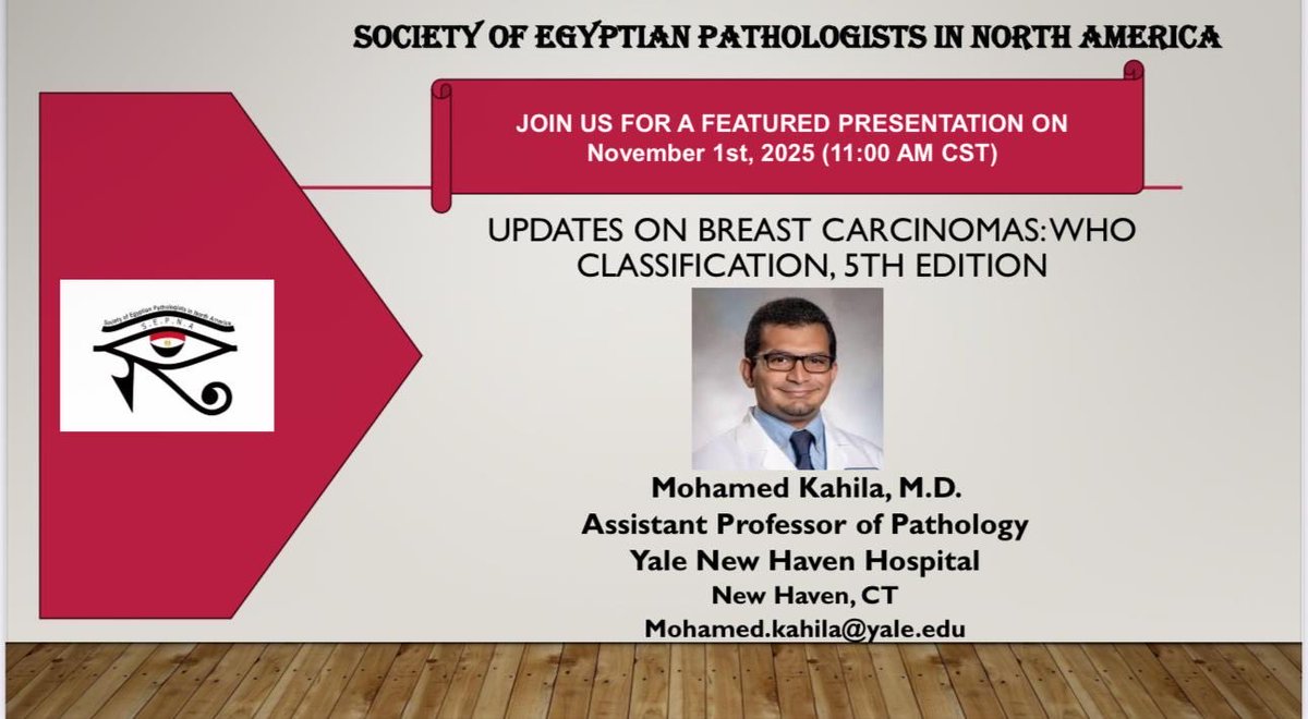SEPNA_Egypt's tweet image. Save the date! Our next lecture, November 1st, 11am CST, 7pm Cairo time 
#PathTwitter #PathX #Pathology 
us02web.zoom.us/j/85199809379?…