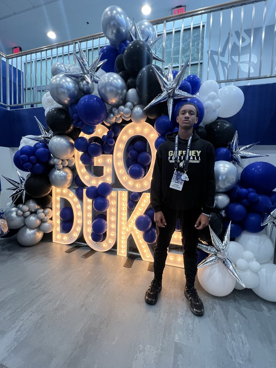 Great visit at <a href="/DukeFOOTBALL/">Duke Football</a> felt the love and the staff was very welcoming 

<a href="/DukeFootballrdt/">Duke Football Reddit</a> <a href="/CoachC_Foster/">Chris Foster</a> <a href="/Coach_MannyDiaz/">Manny Diaz</a> <a href="/coachbrewha/">Coach Jonathan Brewer</a> <a href="/GaffneyFootball/">Gaffney Football</a> <a href="/fishN_Kev/">Kevin Phillips</a> <a href="/Coach_VanHorn/">Brad Van Horn</a> <a href="/IndianNupe/">Coach LJ</a> <a href="/7JayMac/">Coach Mac💪🏾</a>