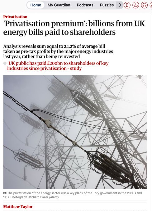 These profits are on top of the premiums they charge for all their services.

In reality your bills are TWICE as high they would be if Energy were Nationalised.