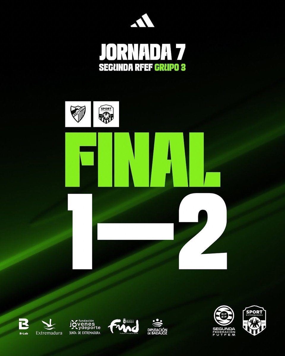 💚🖤 ¡Victoria con corazón en Málaga! 💚🖤

Gran triunfo del WAYBE-Sport Extremadura CD ante el @malagacfemenino.
Partido intenso que se decidió en el descuento gracias a nuestra garra 💪

⚽️ 0-1 @albazafraaa_
⚽️ 1-2 @daysybareiro19

#CorazonPorBandera #WAYBESportExtremadura