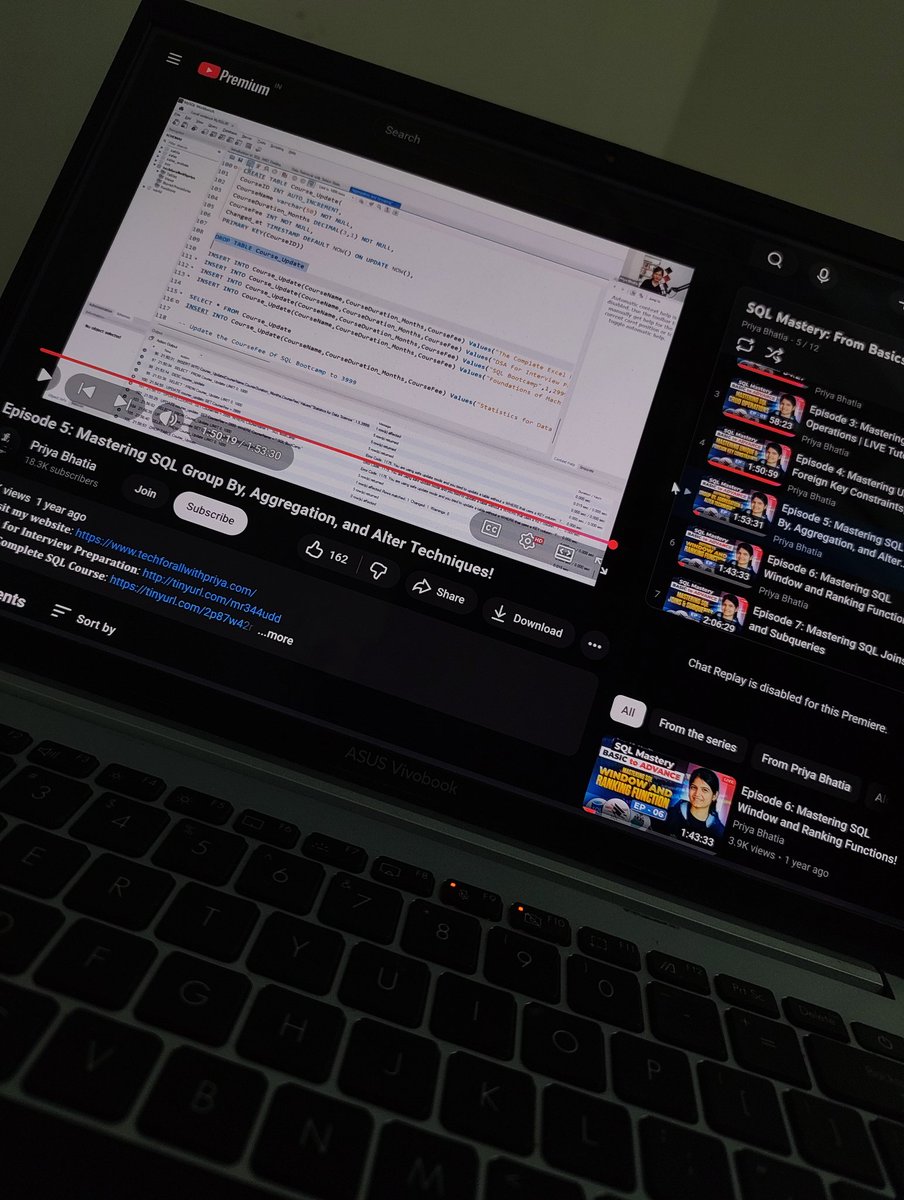 big_oh_no's tweet image. Day 53 progress check:
✅4 Medium DSA problems.
✅Interview prep in full-throttle, learning from the best:
->Advanced Java (Interfaces/Lambdas) w/ "Concept && Coding - by Shrayansh"
->Complex SQL queries w/ "Priya Bhatia"
#100DaysOfCode #buildinpublic #InterviewPrep #Java #SQL