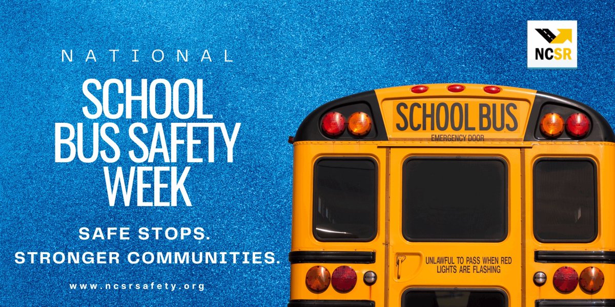 Tomorrow is the start of National School Bus Safety Week 2025!

Help us share our message because EDUCATION IS IMPORTANT! Visit ncsrsafety.org/national-schoo… to download our graphics and share them on your social media channels.

#saferroadsusa #SchoolBusSafetyWeek #schoolbussafety