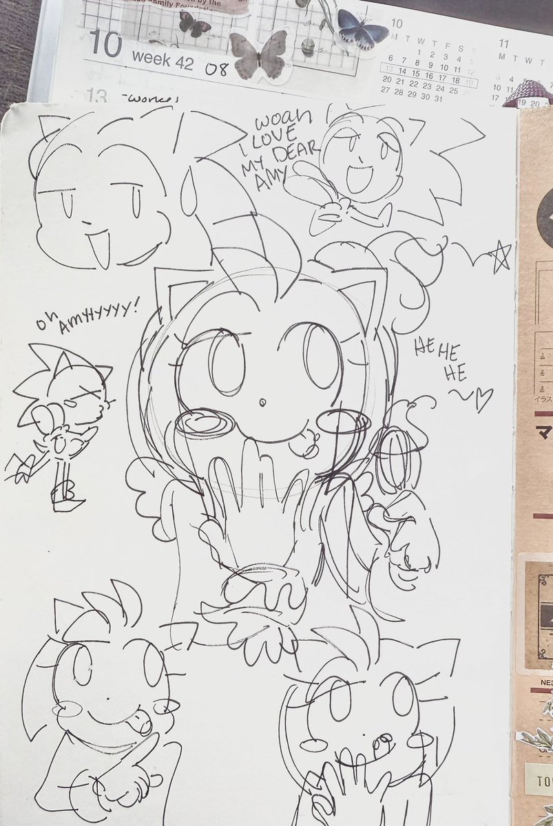 Sweet Amy + Silly Sonic doodles