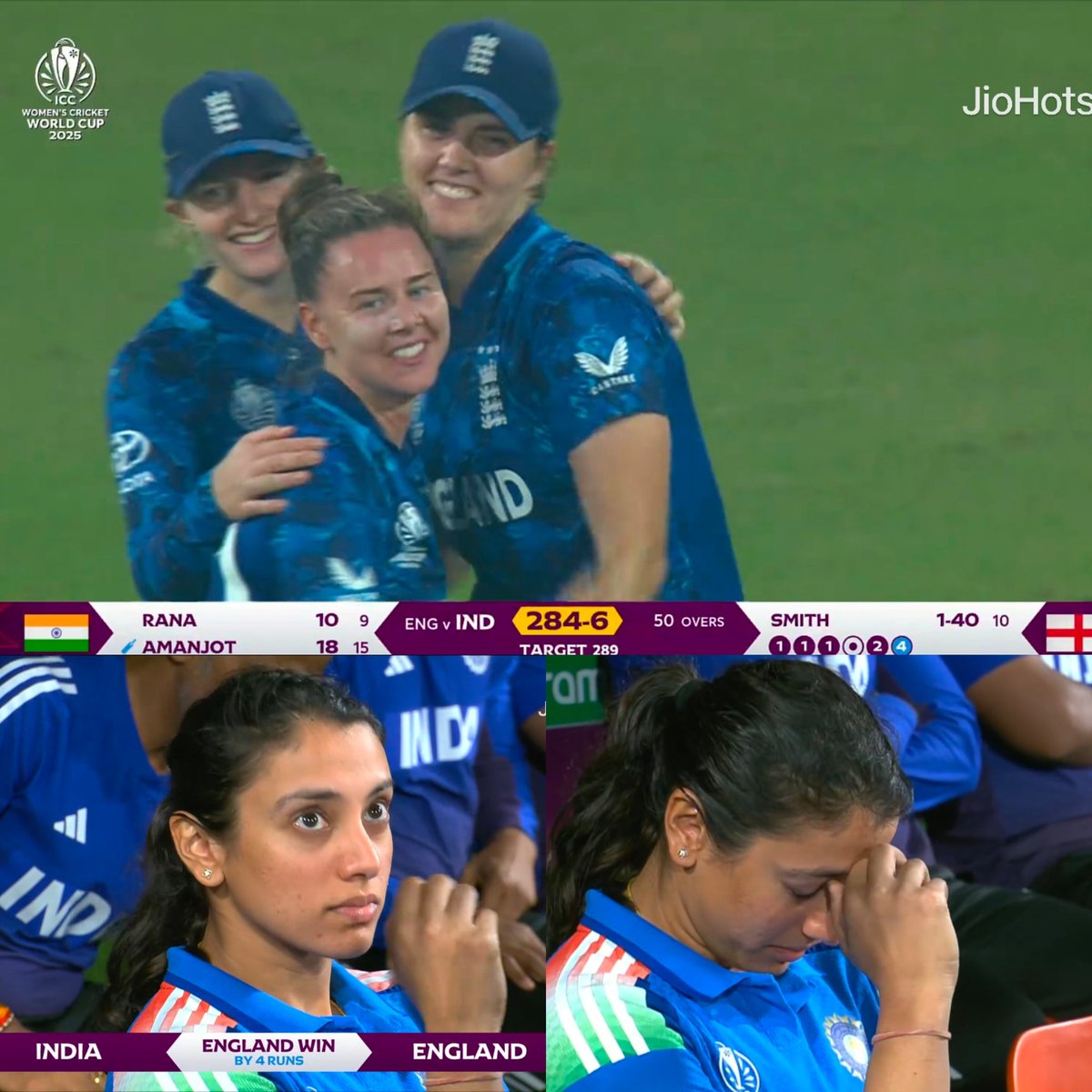 47 ओवर अच्छा खेलने के बाद भी आप लास्ट 3 ओवर में खेल हार गए ।।

#INDWvsENGW
