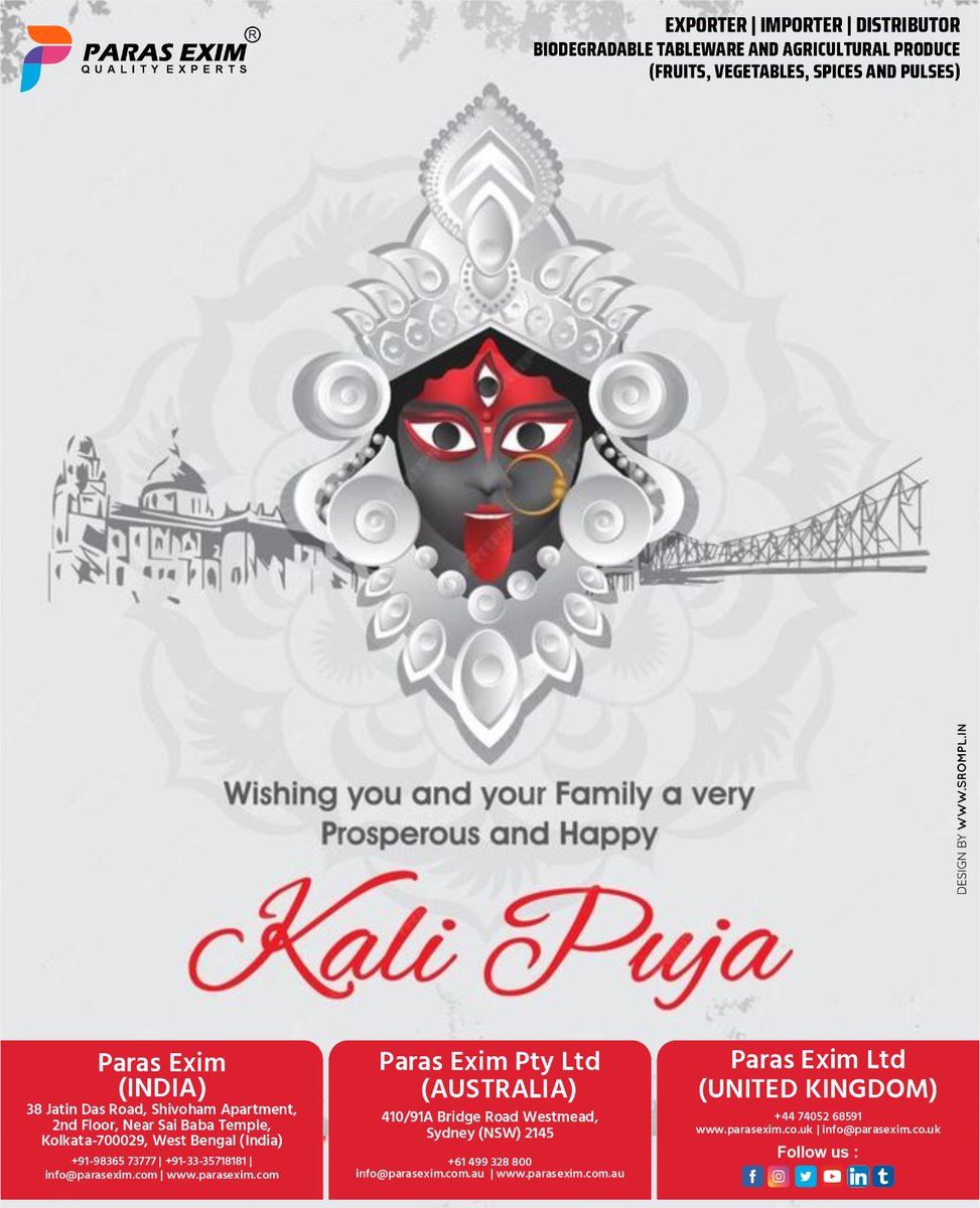 parasexim's tweet photo. Wishing you and your family a very happy and blessed Kali Puja 🙏
#kalipuja2025 #parasexim #paraseximptyltd #leafonyourtable #gogreen #ecofriendly #bioplates #disposableplates #bethechange  #exportimport #indianexporters #exportquality  #biodegradableproducts #arecapalm #areca https://t.co/StoxlEDCIY