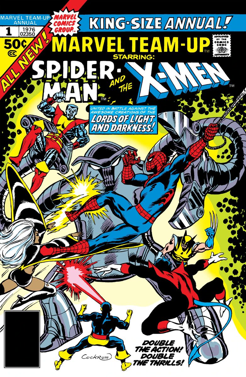 AustinGorton's tweet photo. 293 - Marvel Team-Up Annual #1  - 10/19/1976

The earliest ANAD X-Men appearance outside the main title!

Cover by Dave Cockrum. Interiors by Bill Mantlo &amp; Sal Buscema.

#XmenADay #XMen50 #Colossus #Storm #Nightcrawler #Wolverine #MarvelTeamUp https://t.co/k6Zuu3rn0a