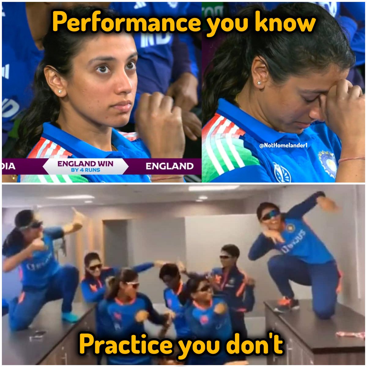 NotHomelander1's tweet image. Indian Women&apos;s Reels Cricket Team 🤡 
#INDWvsENGW