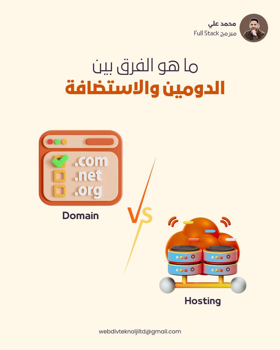 engmohammedJam's tweet image. تعرف الفرق بين الدومين والاستضافة؟
الكثير من المبتدئين بخلطوا بينهم، بس الحقيقة إنهم شيئين مختلفين تمامًا 👇
#LearnCoding #Domain #Hosting
