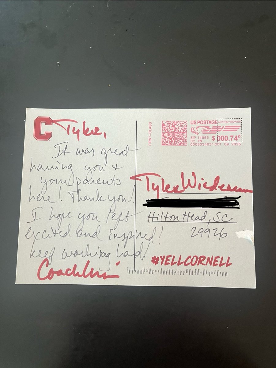 Thank you <a href="/TerryUrsin/">Terry Ursin</a> for the handwritten letter.
<a href="/BigRed_Football/">Cornell Football</a>
<a href="/HHIHS_football/">Seahawk Football</a>