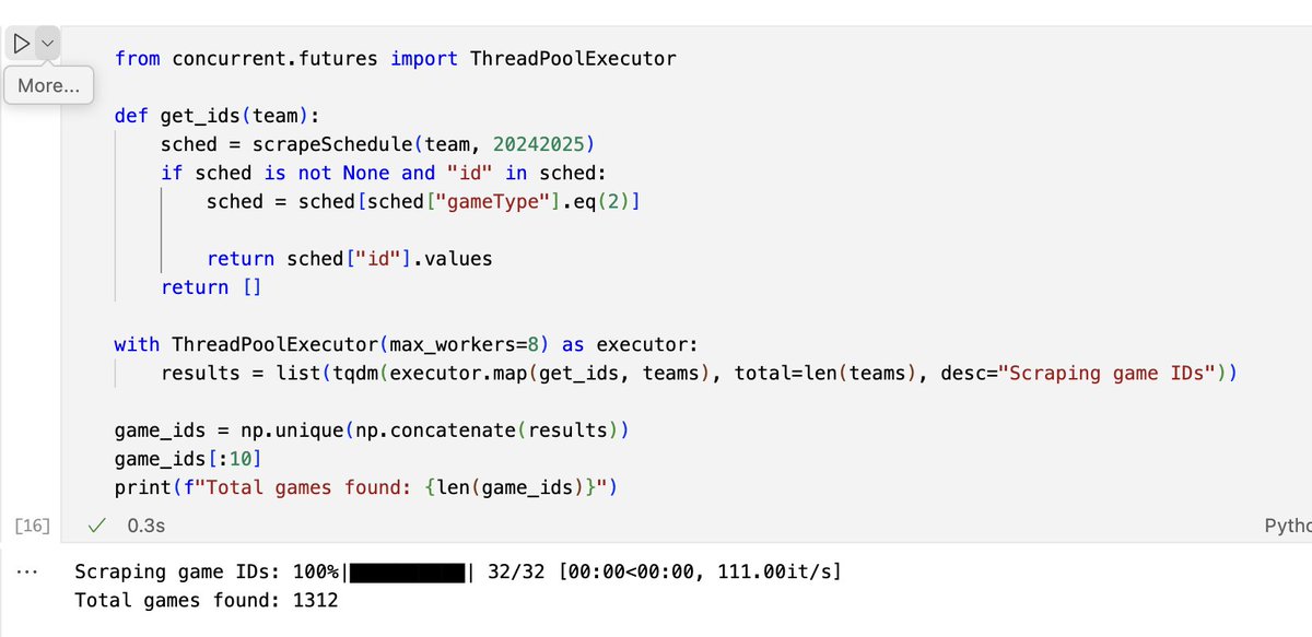woumaxx's tweet image. maybe it's really simple, but ThreadPoolExecutor is a really good surprise as a python coder
it has allowed me to scrape a lot of data really quickly
here is an example of code where I use it