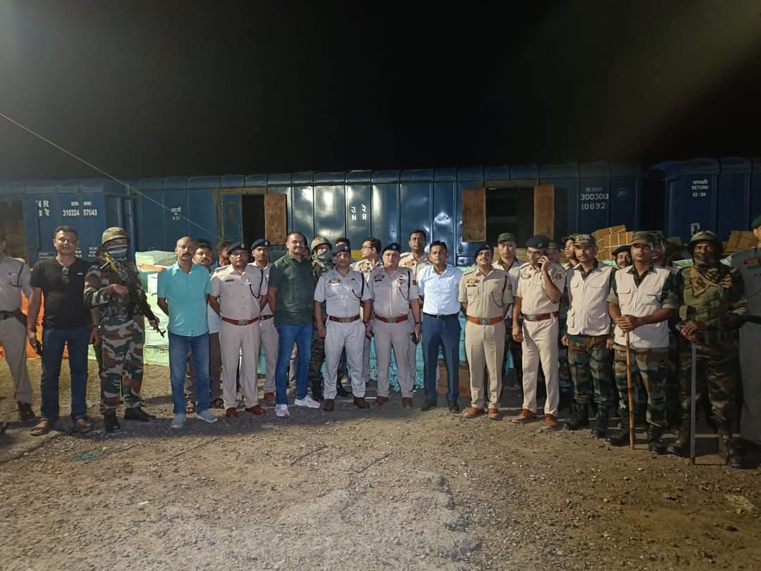 On 16/10/2025, on the basis of secret information a joint operation was carried out by the Government Railway Police (GRP) &amp; other LEAs.
During the coordinated raid recovered 90,000 bottles of banned Escuf Cough Syrup from two goods train at Jirania Railway Station.