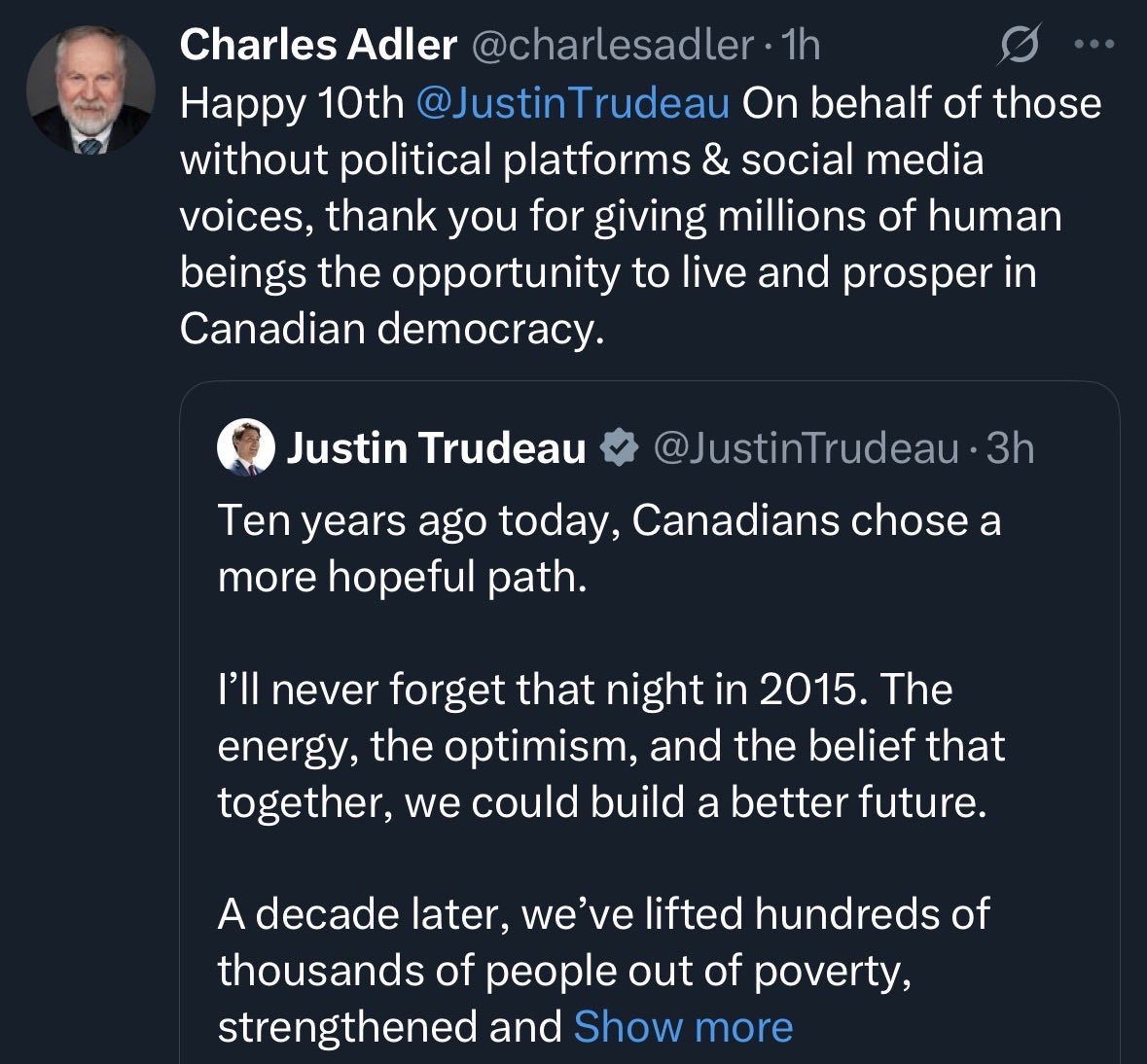 Has everyone forgotten that he violated the Charter of Rights &amp; Freedoms? 
That he fired people for not taking an experimental product. That he banned millions of Canadians from air travel? That he paid for a segregation passport system in each Province? 
Terrible people attract