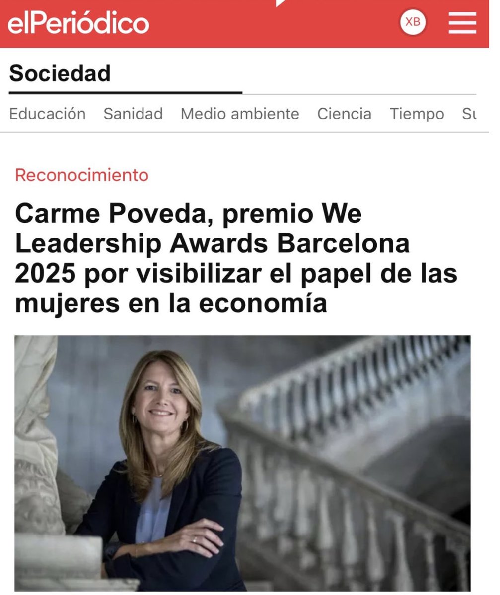 WomenBcn's tweet photo. ⭐️❤️ Muy felices por este reconocimiento a la labor de una gran profesional del ámbito del análisis económico y de la visibilidad de la mujer en la economía @carmepoveda @odeecambra 
🎖️We Leadership Awards Barcelona 2025. Congreso #WeBarcelona 
https://t.co/zNR2BPuvD3 https://t.co/jngHanCwzu