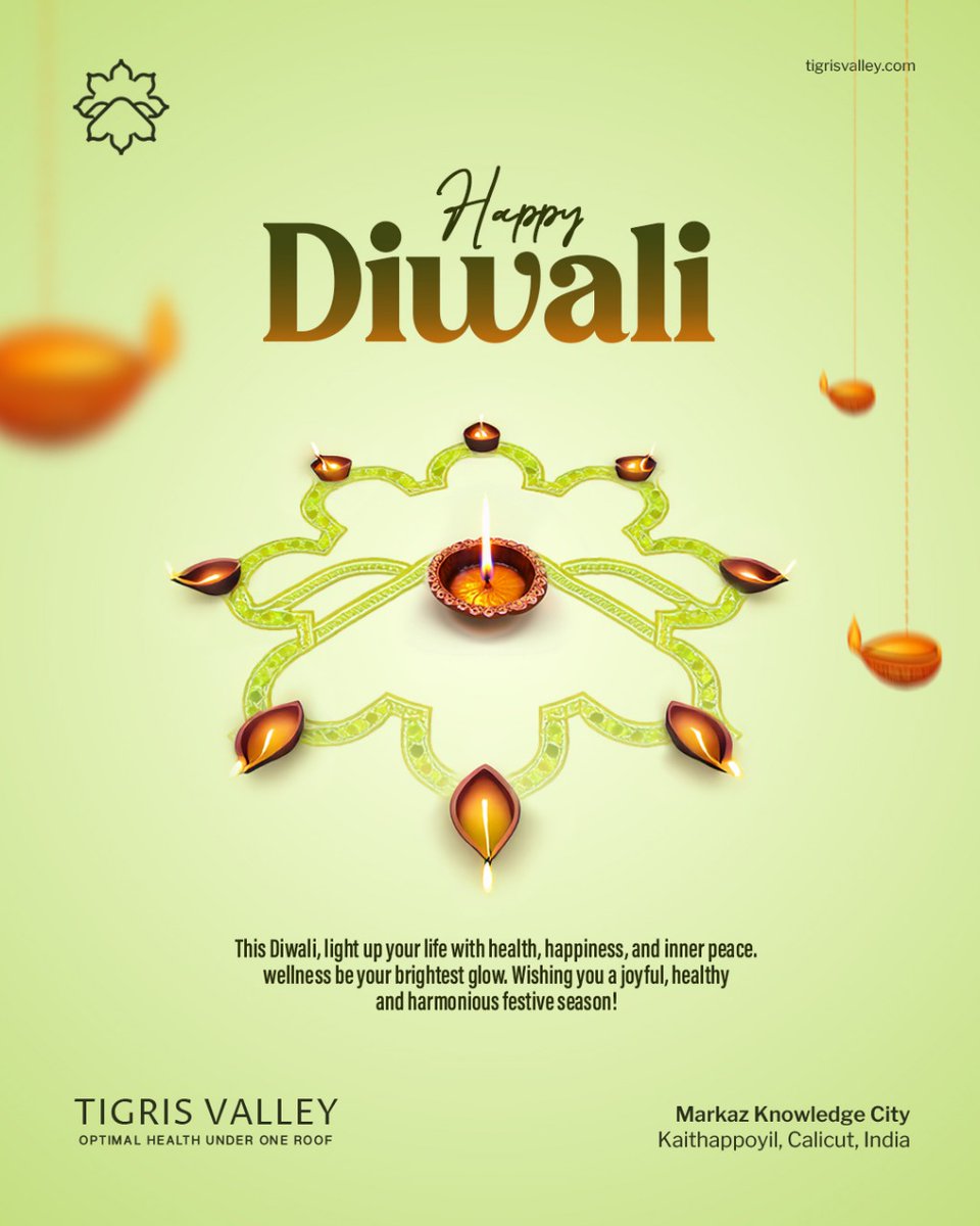 ✨ This Diwali, let your health shine brighter than the lights around you.
#HappyDiwali #WellnessFirst #TigrisValley #FestivalOfLights #HealthyLiving