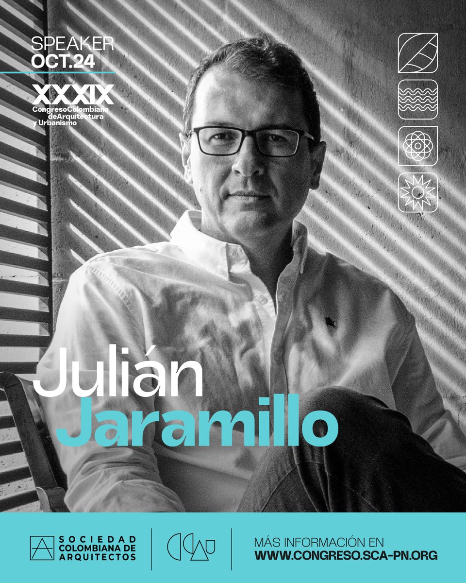sca_nacional's tweet photo. 🌟 Julián Mauricio Jaramillo también estará en el XXXIX Congreso Colombiano de Arquitectura y Urbanismo.

REGÍSTRATE YA Y ASEGURA TU ENTRADA.
CUPOS LIMITADOS.

🔗 https://t.co/lFtTSd33VM https://t.co/91JaBMaIwn