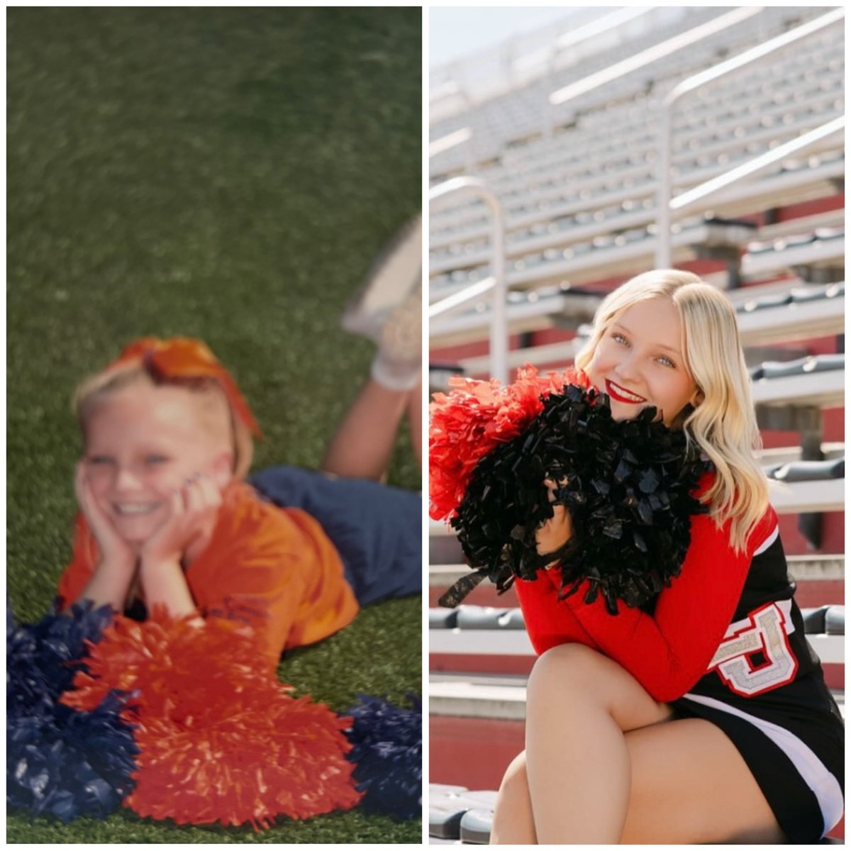 AshleyMarcus4's tweet photo. Senior Sunday is a collage of when Mars cheered for Lafayette 56’s and one of her Senior pictures. Not sure how I birthed such girlies girls, but I love it. https://t.co/5y10J4XvVm