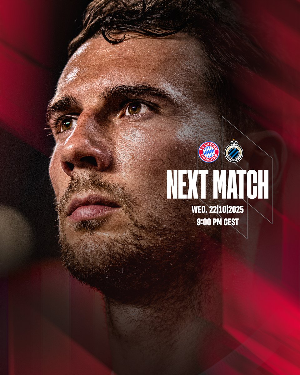 FCBayern's tweet photo. 📌 𝗡𝗘𝗫𝗧 𝗠𝗔𝗧𝗖𝗛: 𝐶𝘩𝑎𝘮𝑝𝘪𝑜𝘯𝑠 𝐿𝘦𝑎𝘨𝑢𝘦 ✨
Am Mittwoch Abend empfangen wir den Club Brügge in der Allianz Arena. 🔴⚪ https://t.co/nWS4BN51T7