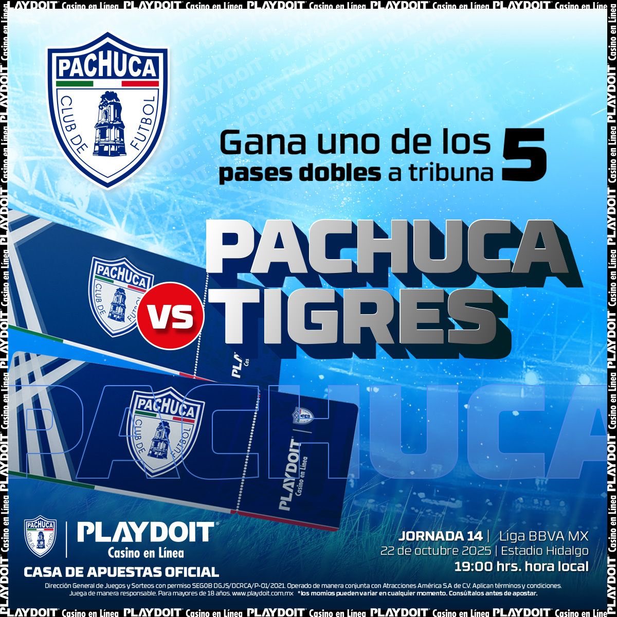 Tuzos's tweet photo. 🍀 | ¡La suerte está con los Tuzos!

Gana 1 de los 5 pases dobles en tribuna que el tío @playdoitmexico trae para ti y acompáñanos en nuestro partido de este miércoles. 🏟️ 

‼️ Checa bien los pasos.

Tienes hasta el martes a las 12:00 hrs para participar.

#PlaydoitEsTuzo | #PachucaTigres