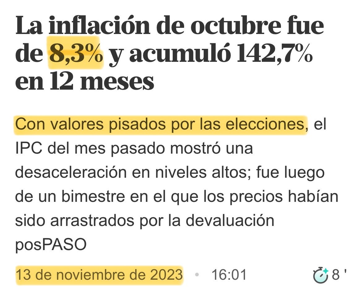 ronnie__rr's tweet photo. Cuando fuimos a votar hace 2 años la mayoría de los precios de la economía estaban congelados forzosamente y la inflación dió 8,3%, lo que nos pareció un alivio después del 12,4% del mes anterior. Cómo carajo vas a votar para volver a este infierno? https://t.co/MdAD2rg3Fn