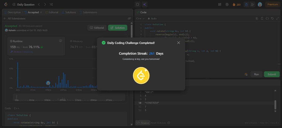 mystic_decoder's tweet image. Day 112                                       
- Leetcode Weekly
- Leetcode potd     
- 2 codeforces problems   
Do connect and join the grind! 🔥 
#nDaysOfCode #MERNStack #DSA #BuildInPublic #CodingJourney