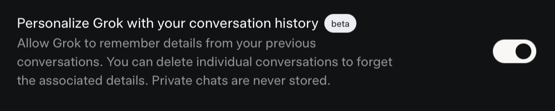 tyleryockey's tweet image. In case you didn&apos;t know: Grok has an option on the website that allows you to personalize Grok with your conversation history. It is located under Data Controls. Go check it out!!