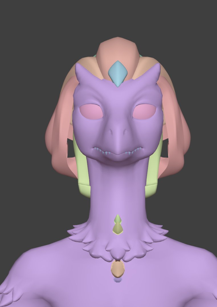 Low(er) poly hair blockout. Pretty happy with the silhouettes, but the nape needs some work