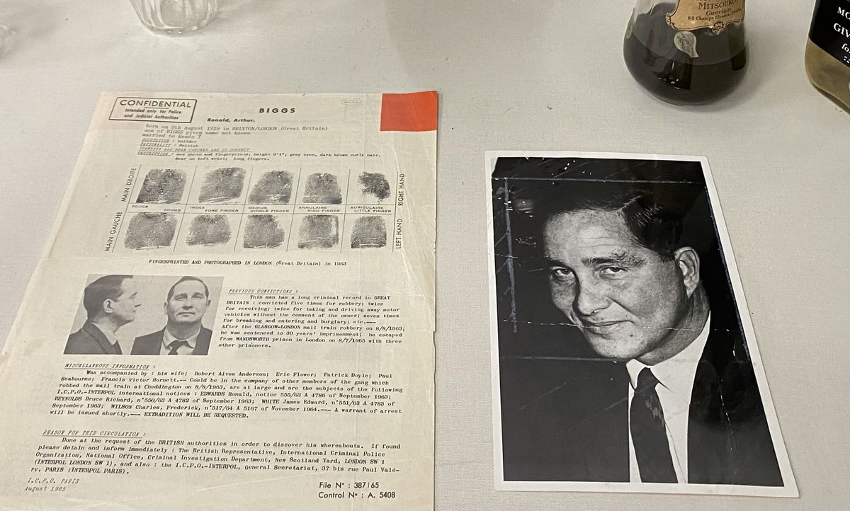 2/2 File &amp; photo of Ronnie Biggs. He was convicted but escaped prison &amp; went on the run for 36 years. Biggs enjoyed much publicity but his failure to move the train (with a former train driver) led to driver Jack Mills being violently forced to do it. Mills never recovered #crime