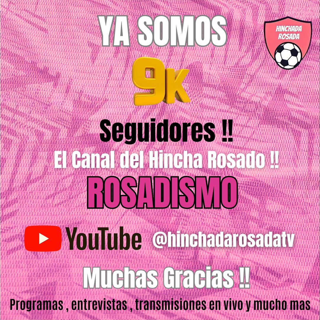 HinchadaRosada's tweet image. 💗 ¡9K corazones rosados y seguimos creciendo! 💗
Un portal hecho por hinchas de SPORT BOYS, para hinchas de SPORT BOYS 🔥
Porque el rosadismo se vive, se siente y se transmite 🎙️
¡Gracias totales, familia rosada! 💪
👉 @hinchadarosadatv
#HinchadaRosadaTV #SportBoys #Rosadismo