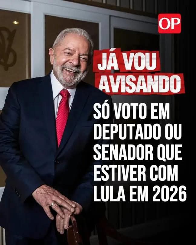 Vamos todos em 2026 com Lula e um Congresso progressista e democrático.