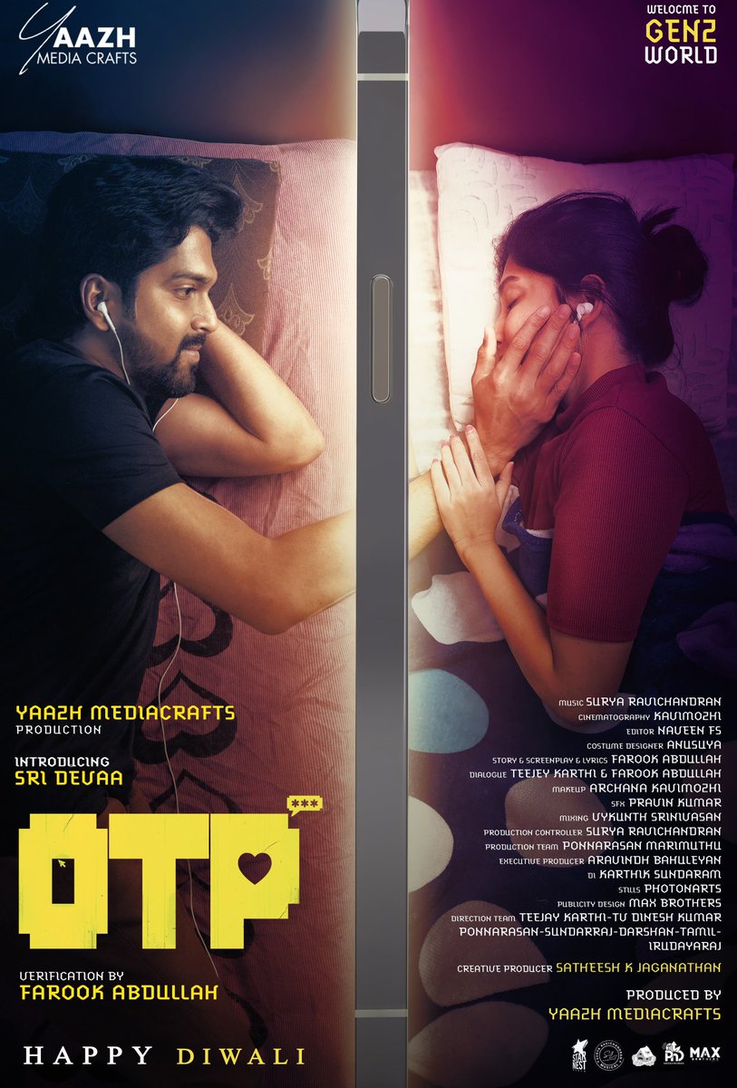 MahilMass's tweet photo. Some stories don’t need words — just a ringtone.  #OTP 
Presents @YaazhOfficial  
Directed by @farookt27  

Cast :  Sri devaa , Pavithra Venkatraman,

@kavimozhi1 @suryabe20  
@onlyaravindh @teejay_karthi
#OTPfirstlook #yaazhMediacrafts https://t.co/8Y07eQZTgB