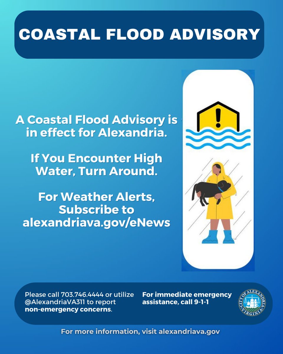 The National Weather Service has issued a Coastal Flood Advisory for the region which remains in effect until 9 p.m. this evening. Avoid high water.