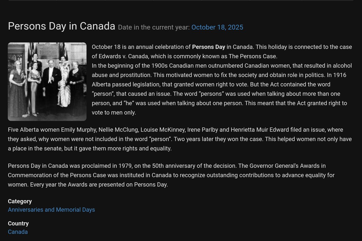 SitAtTheTable's tweet image. Yesterday was Persons Day in Canada #PersonsDay2025 #women #equality