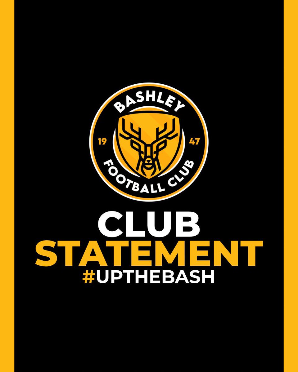 CLUB STATEMENT 🚨 

Following a review by our executive committee of our recent home matches against Mousehole, Fordingbridge &amp; Bishop’s Cleeve - Bashley Football Club is pleased to announce the following changes to our matchday experience.

With the values of pride, passion &amp;