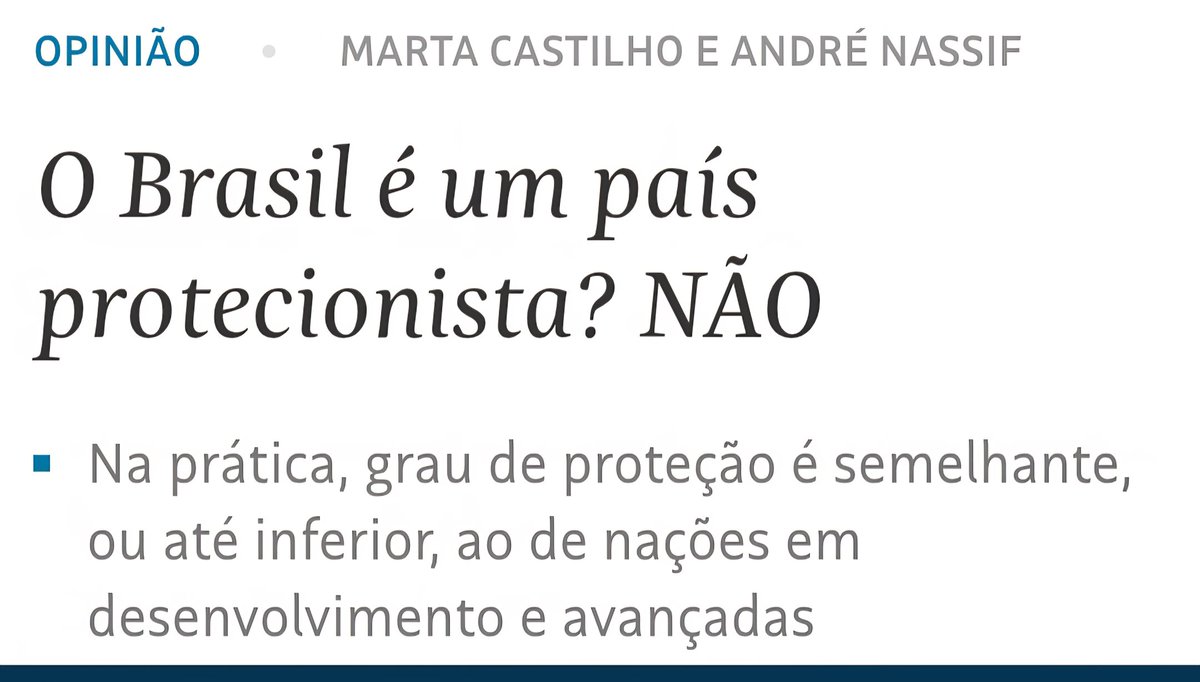 moreira_uallace's tweet image. Lembram da reportagem dizendo que o Brasil era uma economia fechada? 

Pois bem...

A Folha publicou uma coluna da @martarcastilho e André Nassif. Os autores mostram que o argumento de que o Brasil é fechado não se sustenta no mundo real, pois a tarifa efetiva arrecadada do…