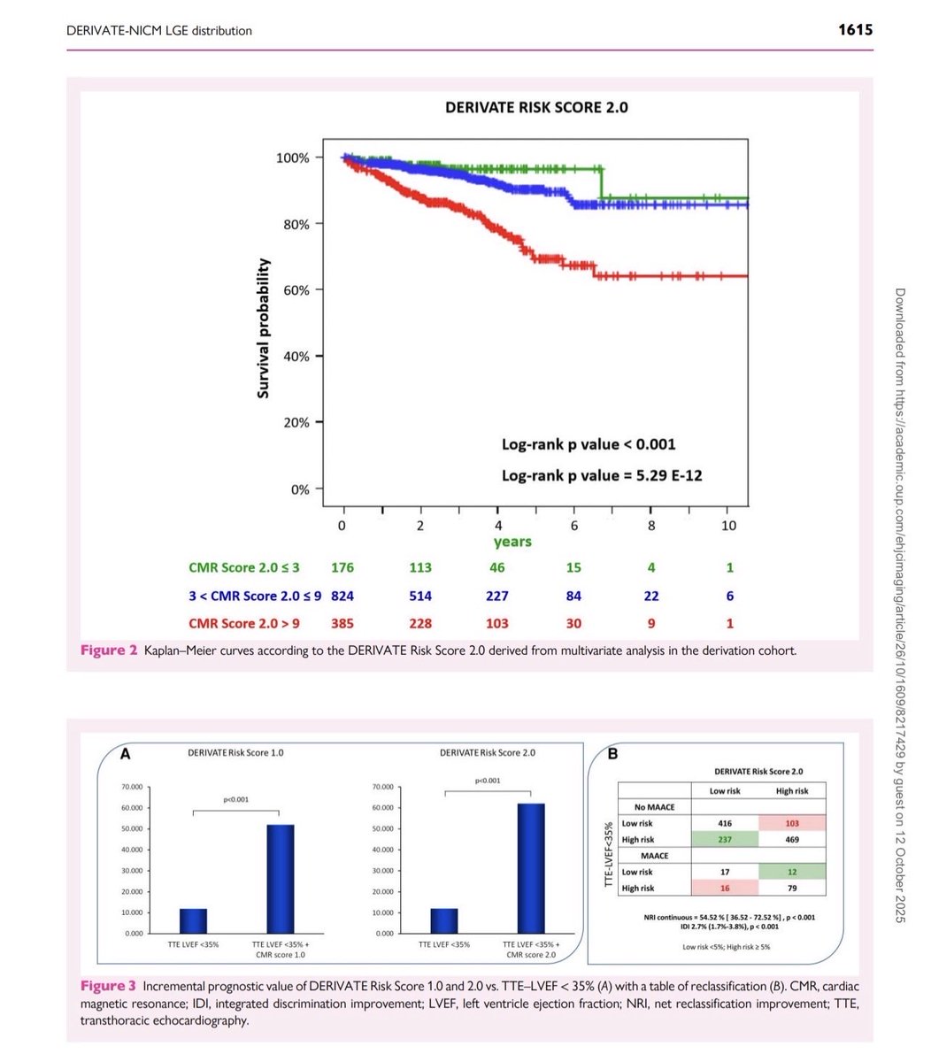 GiuseppeGalati_'s tweet image. 🔥 #DERIVATE-NICM study:
Redefining the risk of #MajorAdverseArrhythmicEevents 
in non-ischaemic #CMP &amp;amp; #HeartFailure: 

⚡️ #DERIVATE_Risk_Score_2.0 based on LGE  pattern distribution (not only quantitative as in score 1.0) found that presence of midwall LGE, but also the
