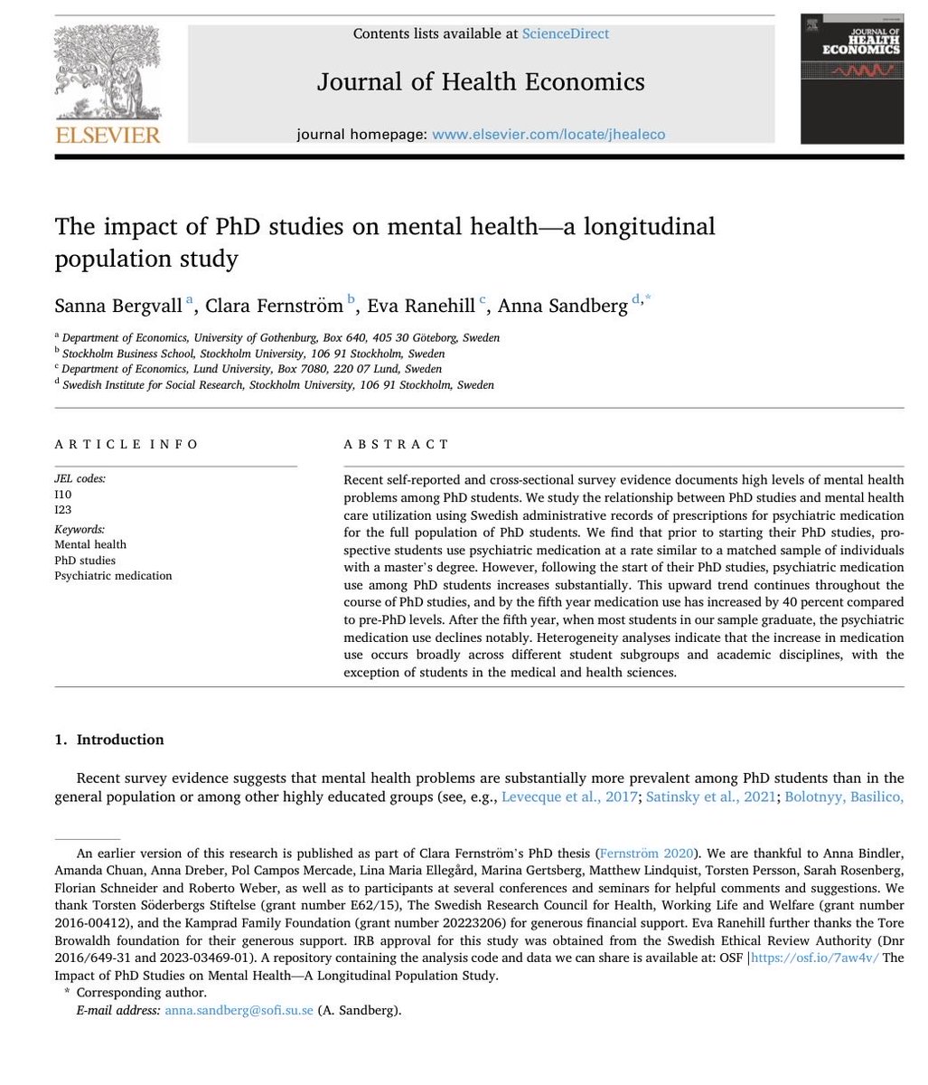 🧪😵 Studia doktoranckie robią źle na głowę. Badania to potwierdzają. Studia doktoranckie mają jednoznacznie negatywny wpływ na zdrowie psychiczne. Przed rozpoczęciem studiów doktoranckich przyszli doktoranci zażywali leki psychiatryczne na podobnym poziomie jak osoby z tytułem