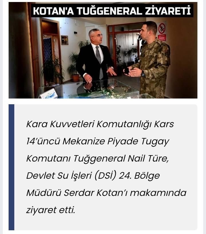 Tuğgeneral Nail Türe'den DSİ 24. Bölge Müdürlüğü'ne Ziyaret
karsguncel.com/haber/tuggener…