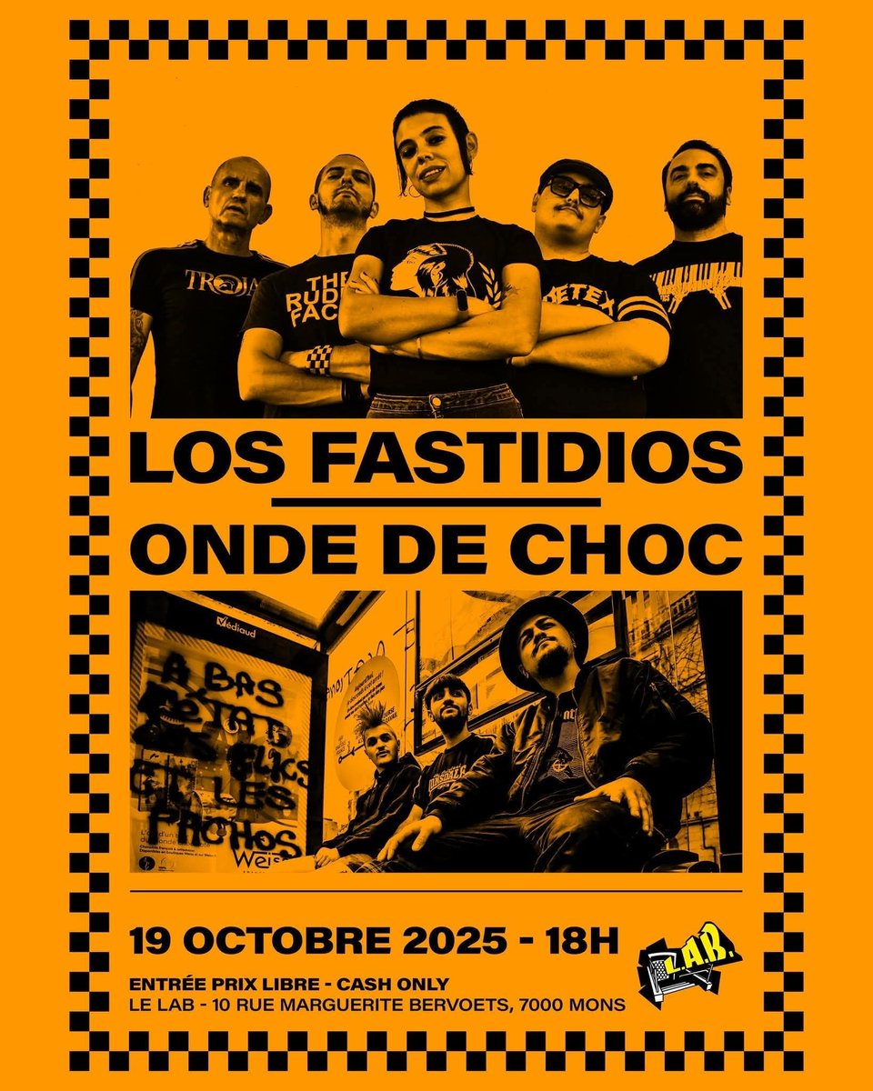 💥TONIGHT💥
LOS FASTIDIOS + Onde De Choc live @ LAB - Mons (B) 😎