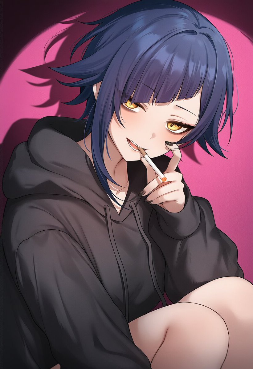 よその子イラスト
無糖ノ夜さん(@muto_night)の
アイコンの子です!

目元のクマとたばこという
最強組み合わせの女の子!! 