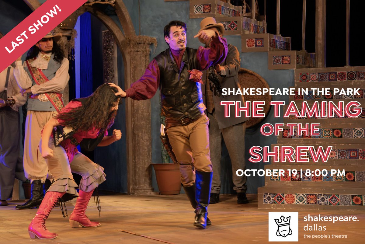 Just one more show! 💋

Don’t miss your last chance to see The Taming of the Shrew under the stars. This bold, bilingual comedy takes its final bow tonight—you won’t want to miss it! 🌙🎭

🎟️ shakespearedallas.org/tickets/season

#ShakespeareDallas #TamingOfTheShrew #FinalShow