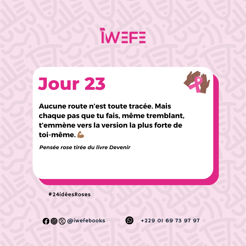 Iwefebooks's tweet photo. Aucune réussite n’est linéaire.

Chaque pas incertain forge ta force intérieure. 💥
Tu n’as pas besoin d’être parfaite, juste courageuse.

Le vrai progrès, c’est la persévérance. ✨
Célèbre ta force, même silencieuse. 🌹

#OctobreRose #Iwefe #BienÊtre #Prévention https://t.co/bUKYqr3sS1