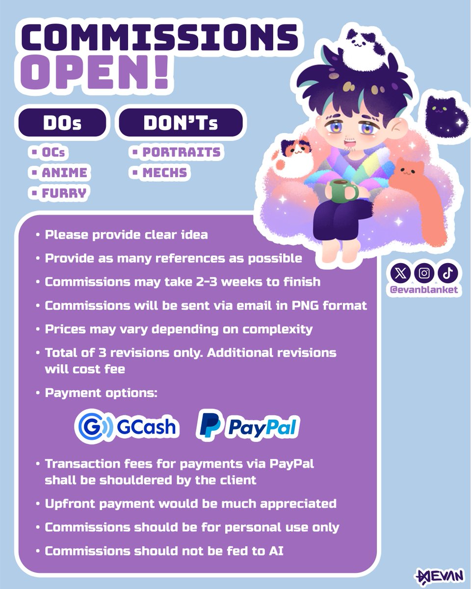 evanblanket's tweet photo. Hello! I'm opening my commissions! Feel free to dm me or send an email thru evanblanco10@gmail.com. RTs are much appreciated, thanks so much! #commissionsopen https://t.co/zvImvKFnEv