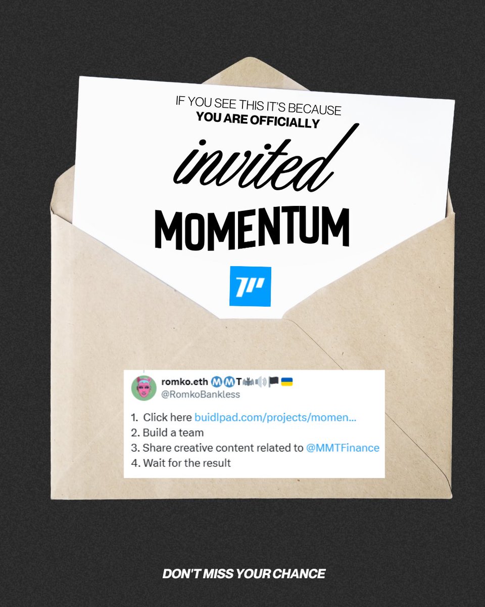 MY Letter from   ̷H̷o̷g̷w̷a̷r̷t̷s̷ ̷  MOMENTUM 😎 

<a href="/MMTFinance/">MomentumⓂ️Ⓜ️T</a> and <a href="/buidlpad/">Buidlpad Ⓜ️Ⓜ️T</a> Thank you for the invitation😅

Did you receive your letter?