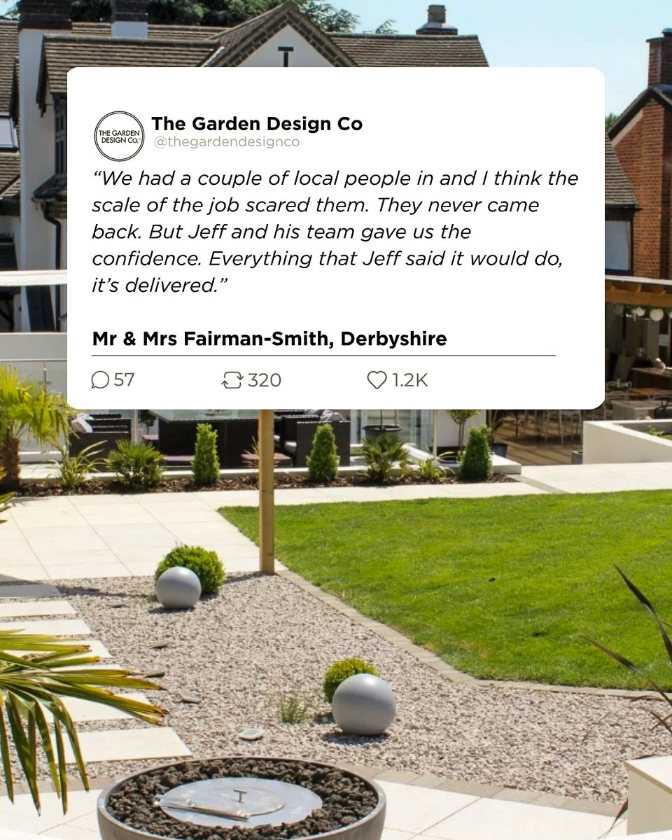 When others walked away, our team delivered.

We’re so proud to have helped the Fairman-Smiths in Derbyshire bring their dream garden to life, exactly as promised.

Your vision deserves a team you can trust.