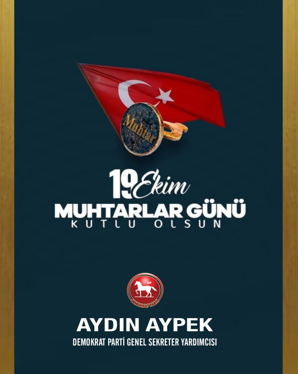 Devlet ile vatandaşlar arasındaki hizmet görevini yapan muhtarlarımızın 19 Ekim Muhtarlar Günü’nü kutluyoruz.

<a href="/aypek0606/">Aydın Aypek 🇹🇷</a>