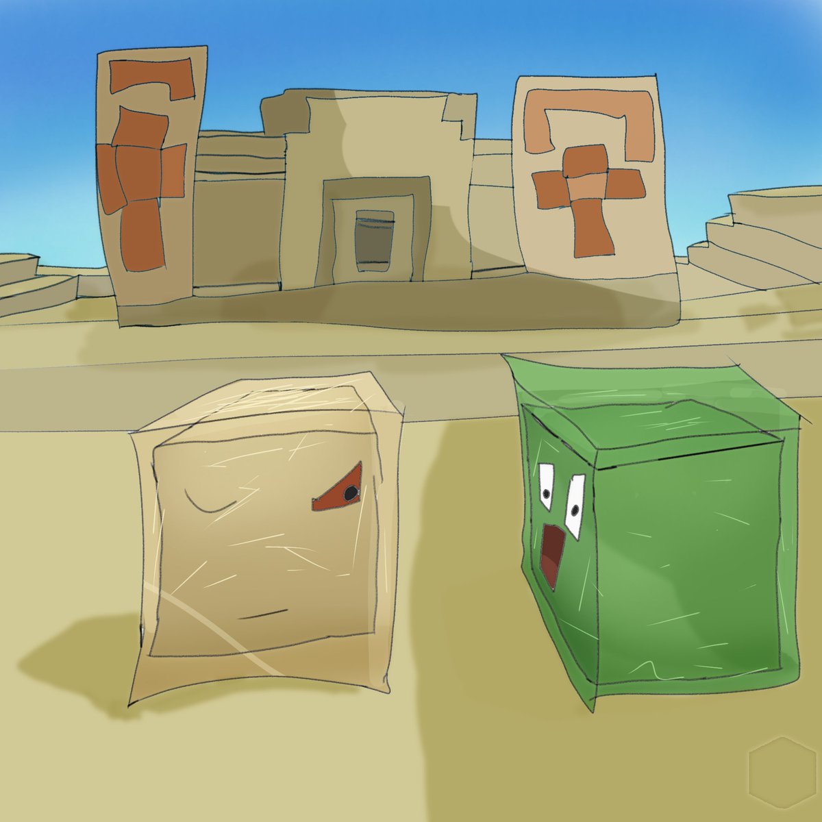 CubeDrawing's tweet image. A normal minecraft slime just met its Desert Cousin👀 #Minecraft #Minecraftfanart