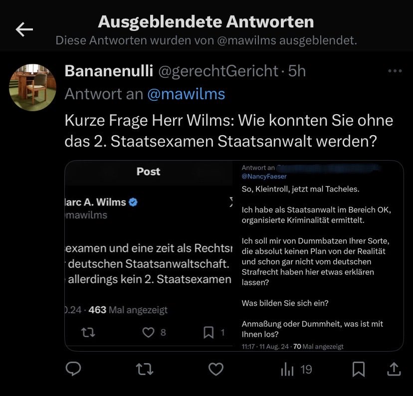 <a href="/mawilms/">Marc A. Wilms</a> Wenn’s unbequem wird, erst mal ausblenden. Sie sind doch sonst nicht so zurückhaltend. Stellungnahme?